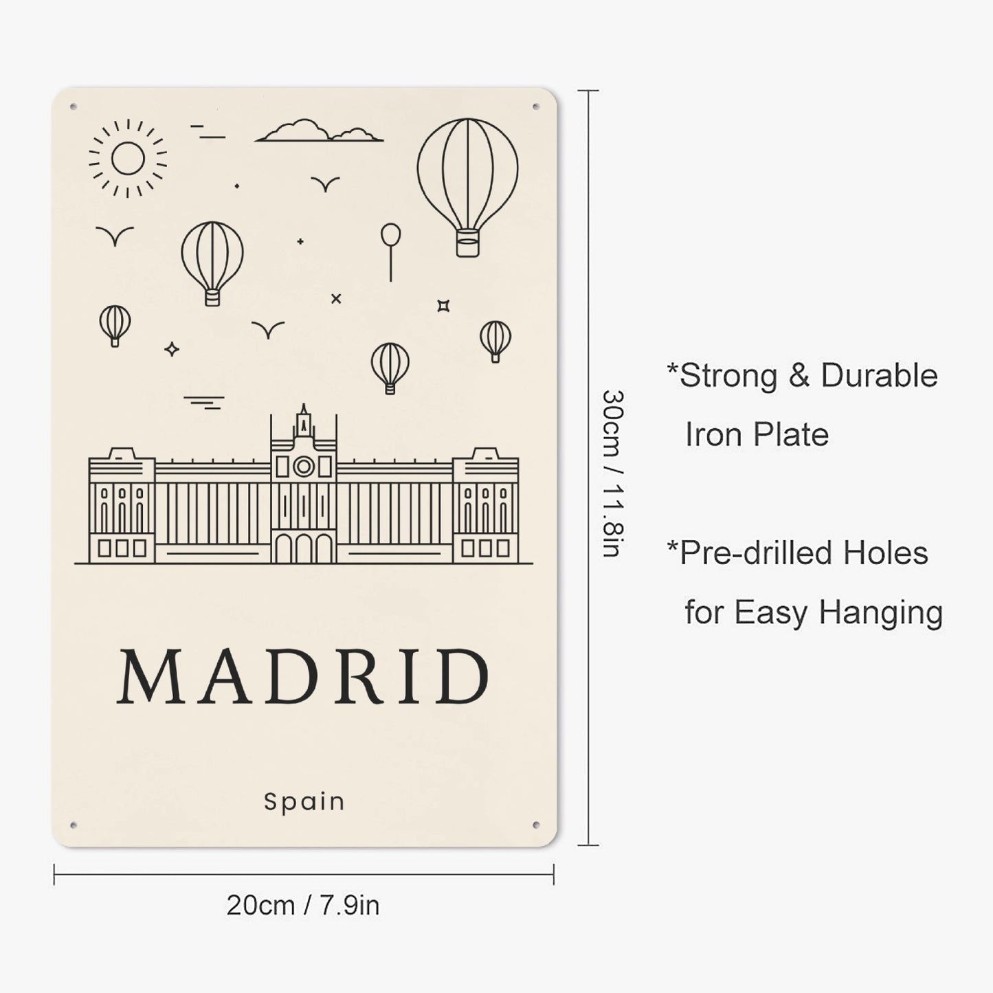 ES - Minimalistic Madrid Metal Sign