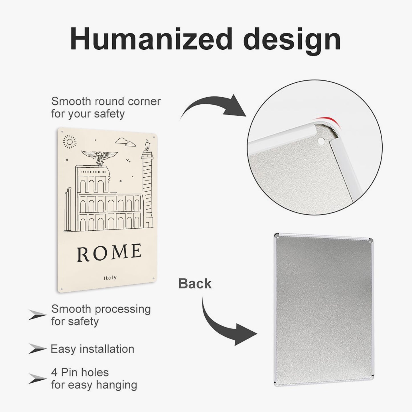 IT - Minimalistic Rome Metal Sign