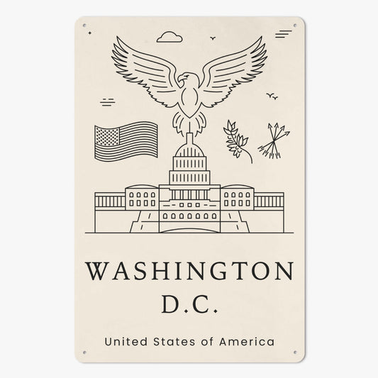 US - Minimalistic Washington Metal Sign