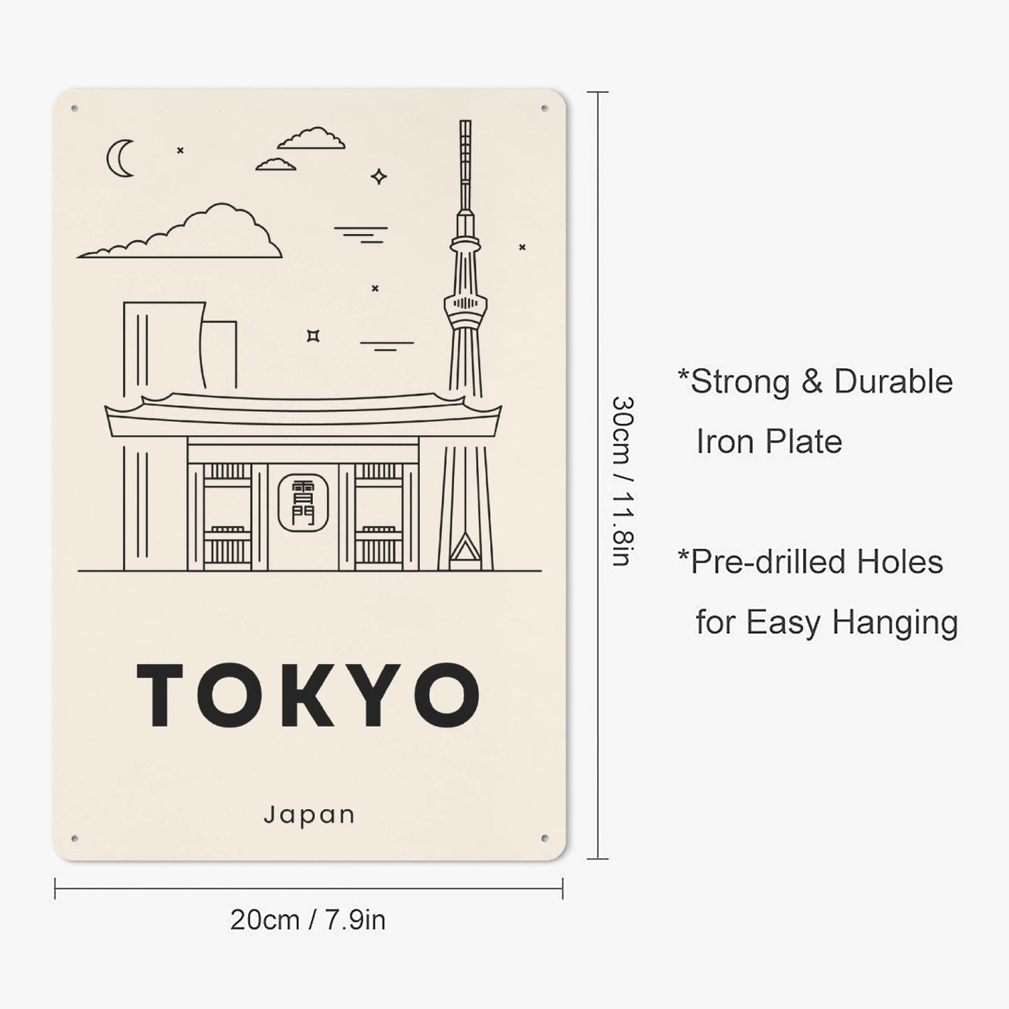 JP - Minimalistic Tokyo Metal Sign