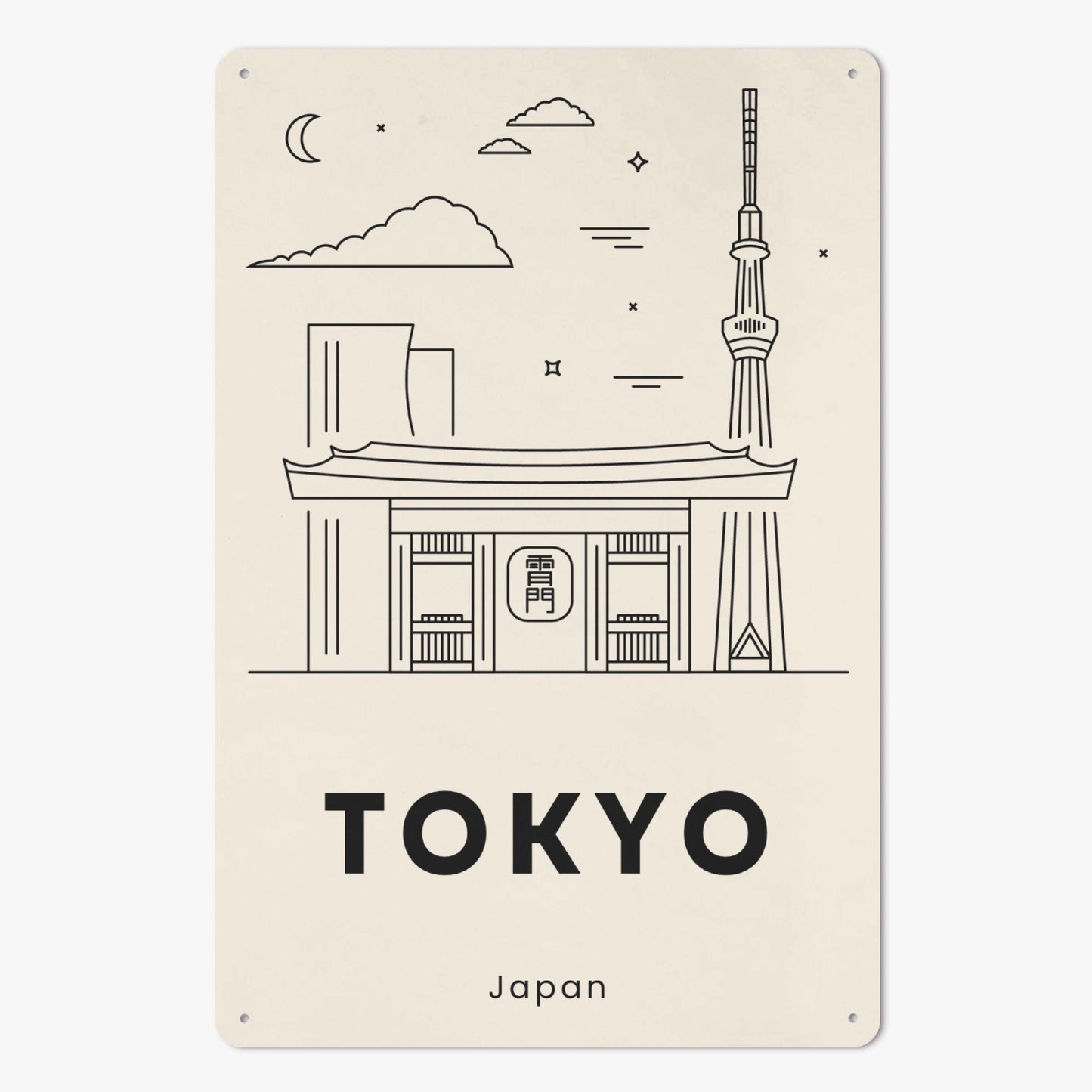 JP - Minimalistic Tokyo Metal Sign