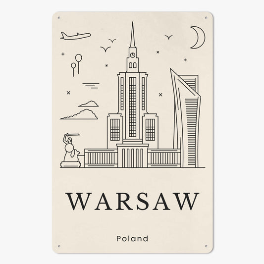 PL - Minimalistic Warsaw Metal Sign