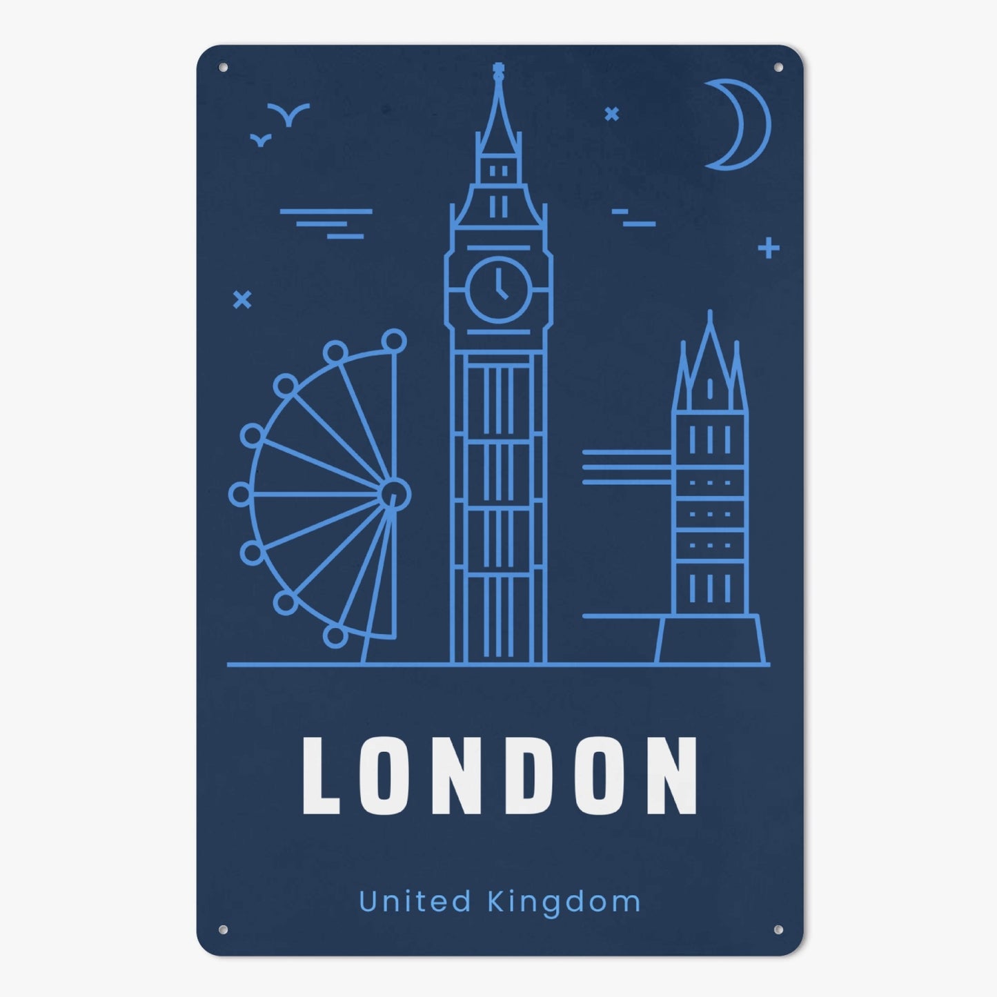 EN - London Blue Metal Sign