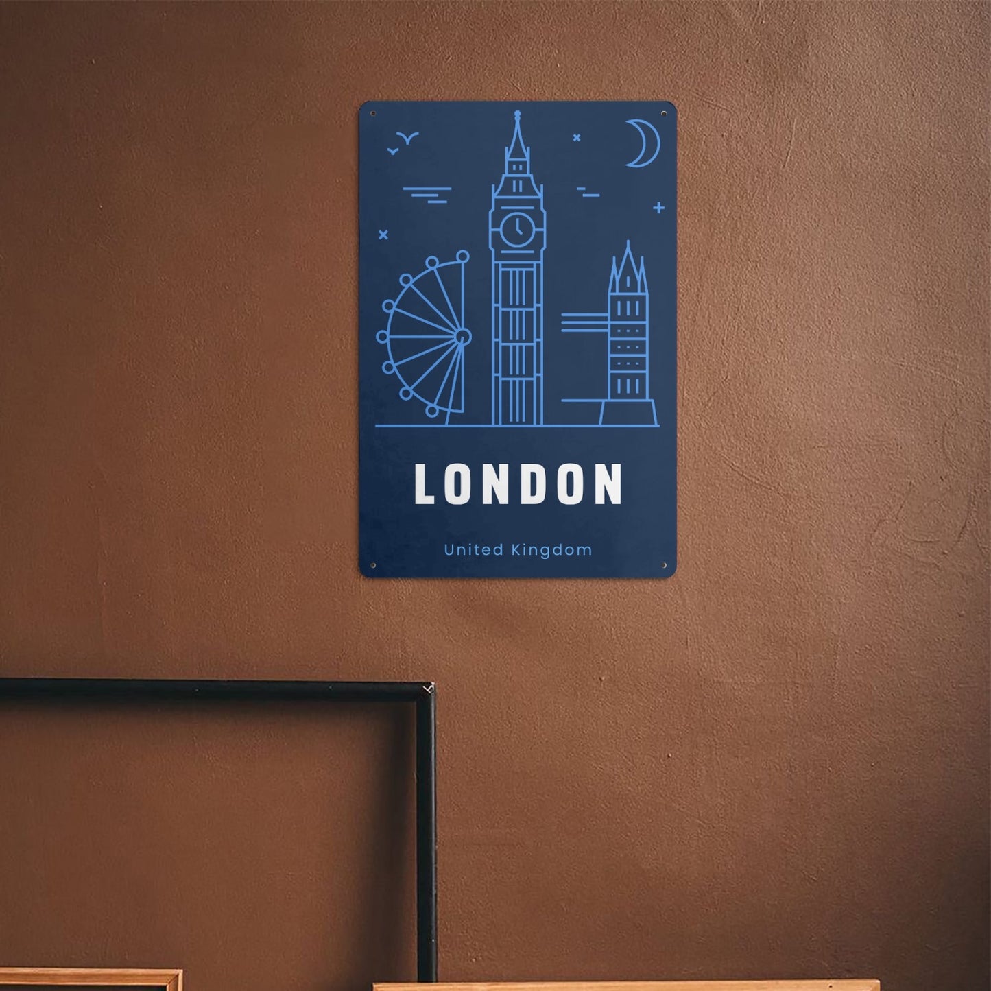 EN - London Blue Metal Sign