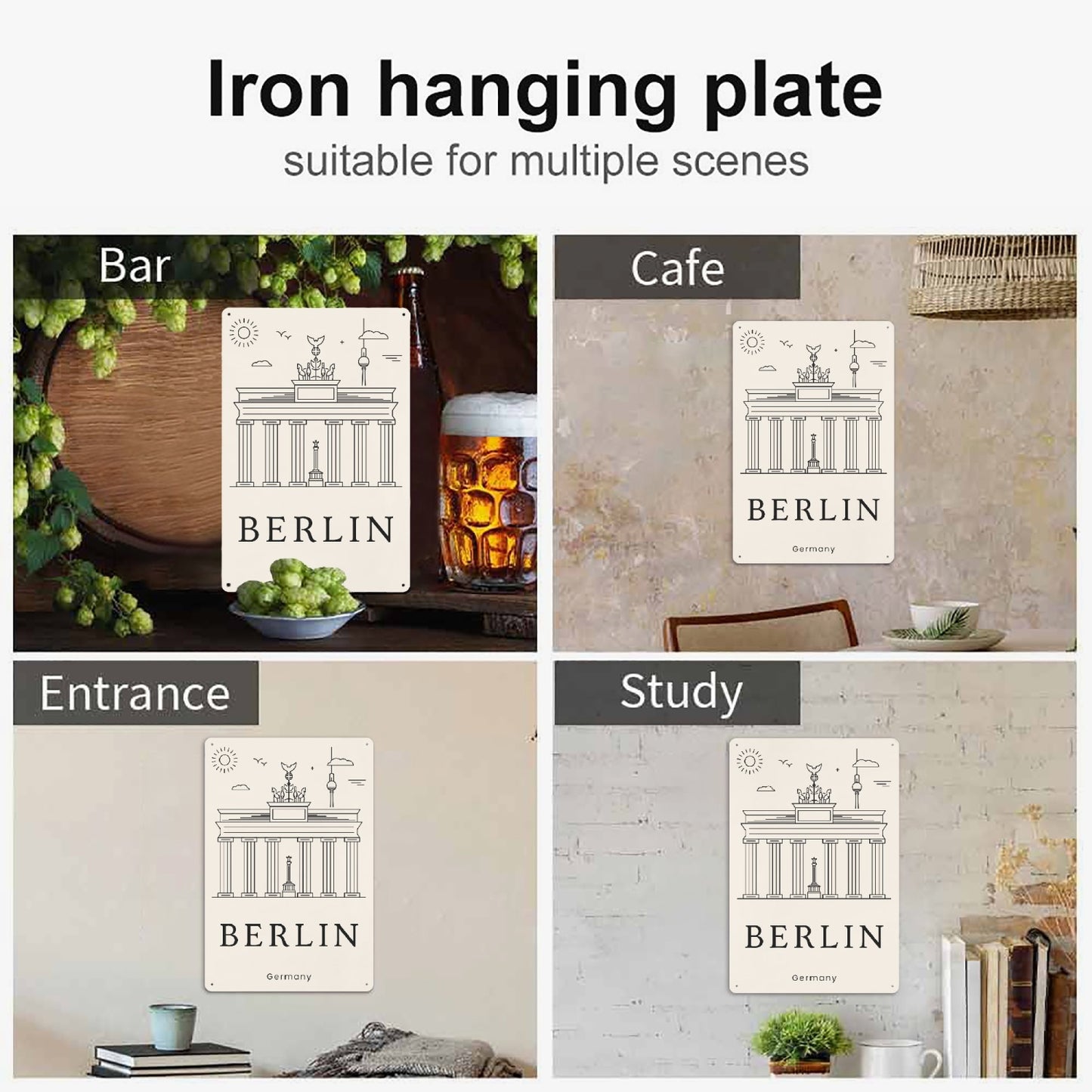 DE - Minimalistic Berlin Metal Sign