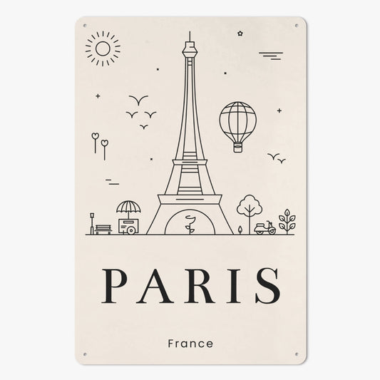 FR - Minimalistic Paris Metal Sign