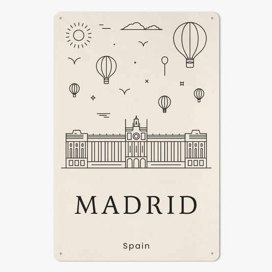 ES - Minimalistic Madrid Metal Sign