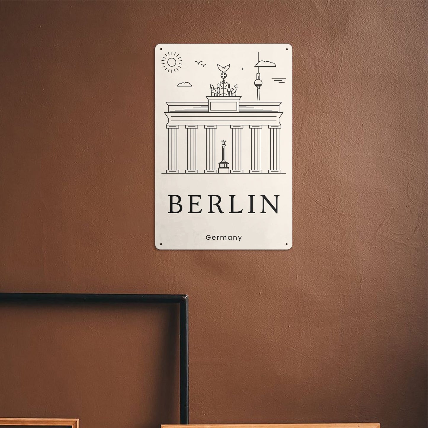 DE - Minimalistic Berlin Metal Sign