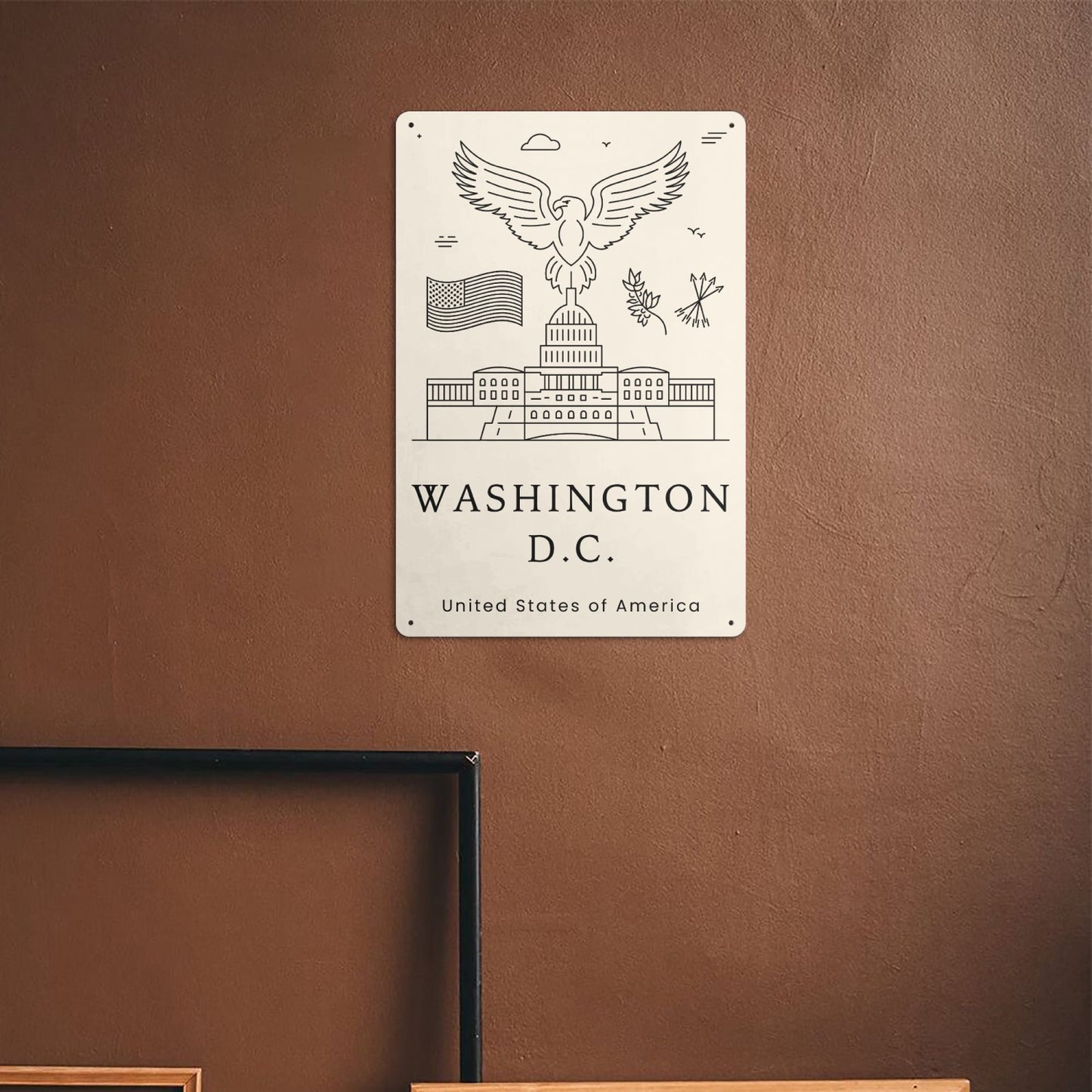 US - Minimalistic Washington Metal Sign