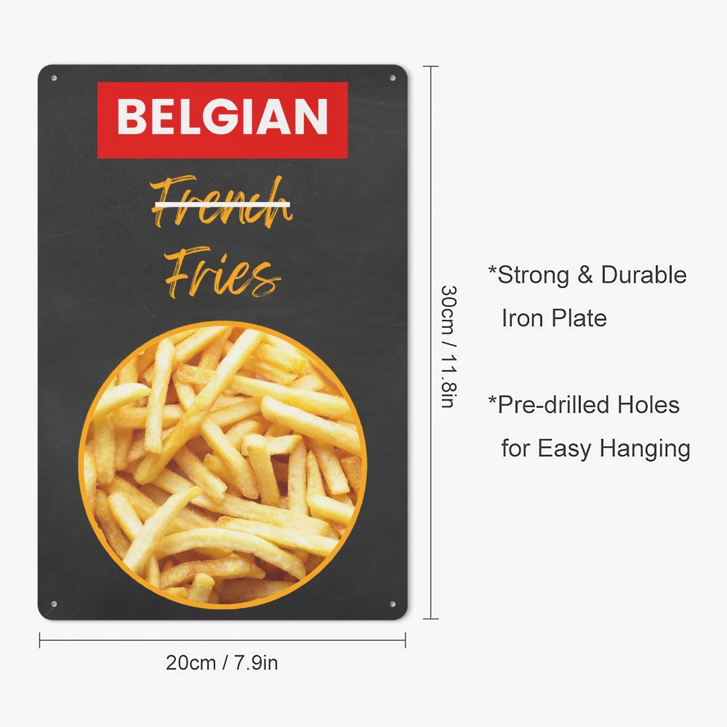 BE - Belgian Fries Metal Sign