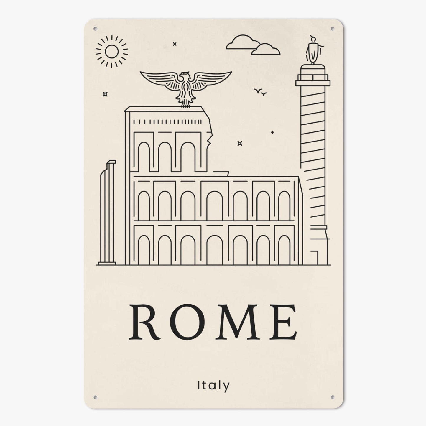 IT - Minimalistic Rome Metal Sign