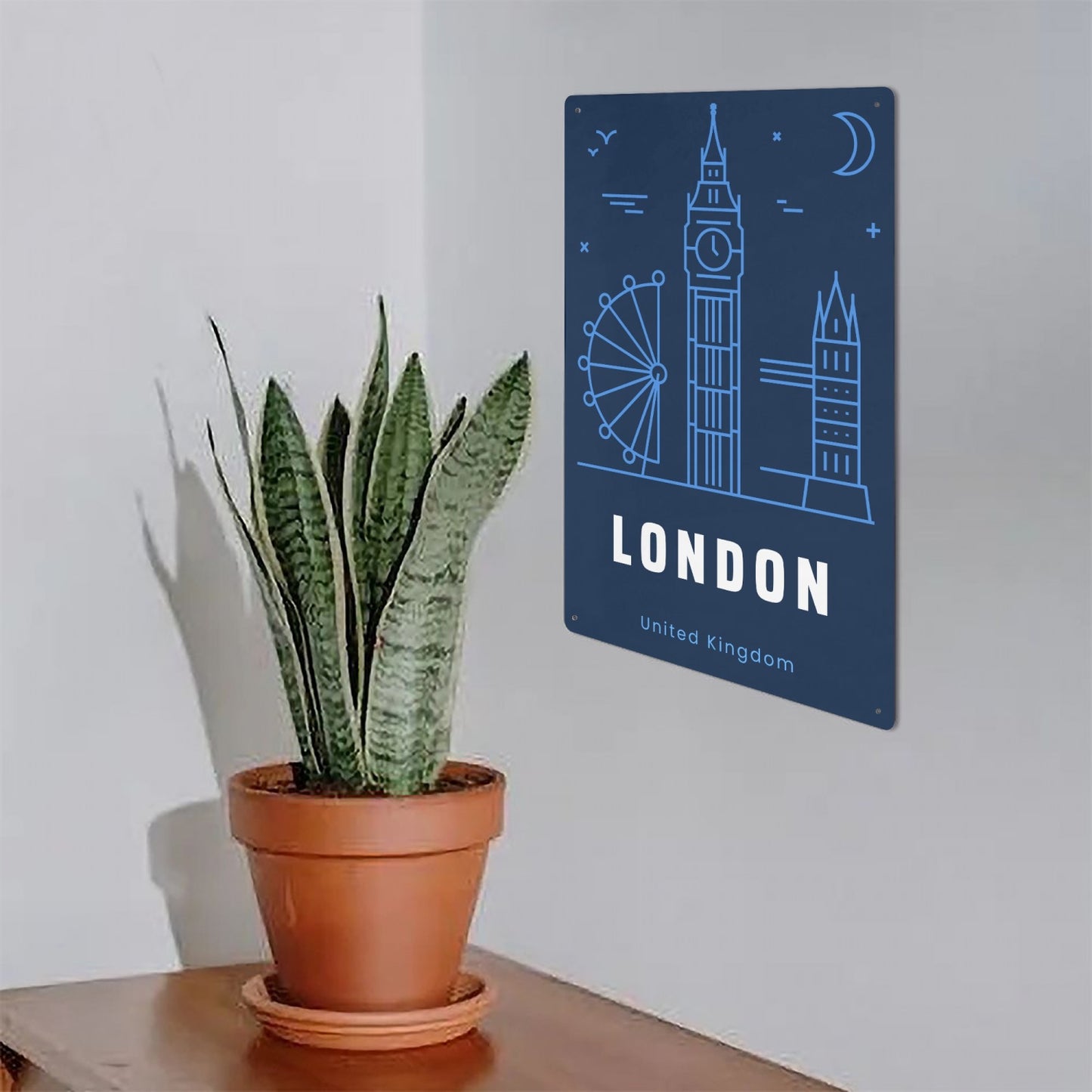 EN - London Blue Metal Sign