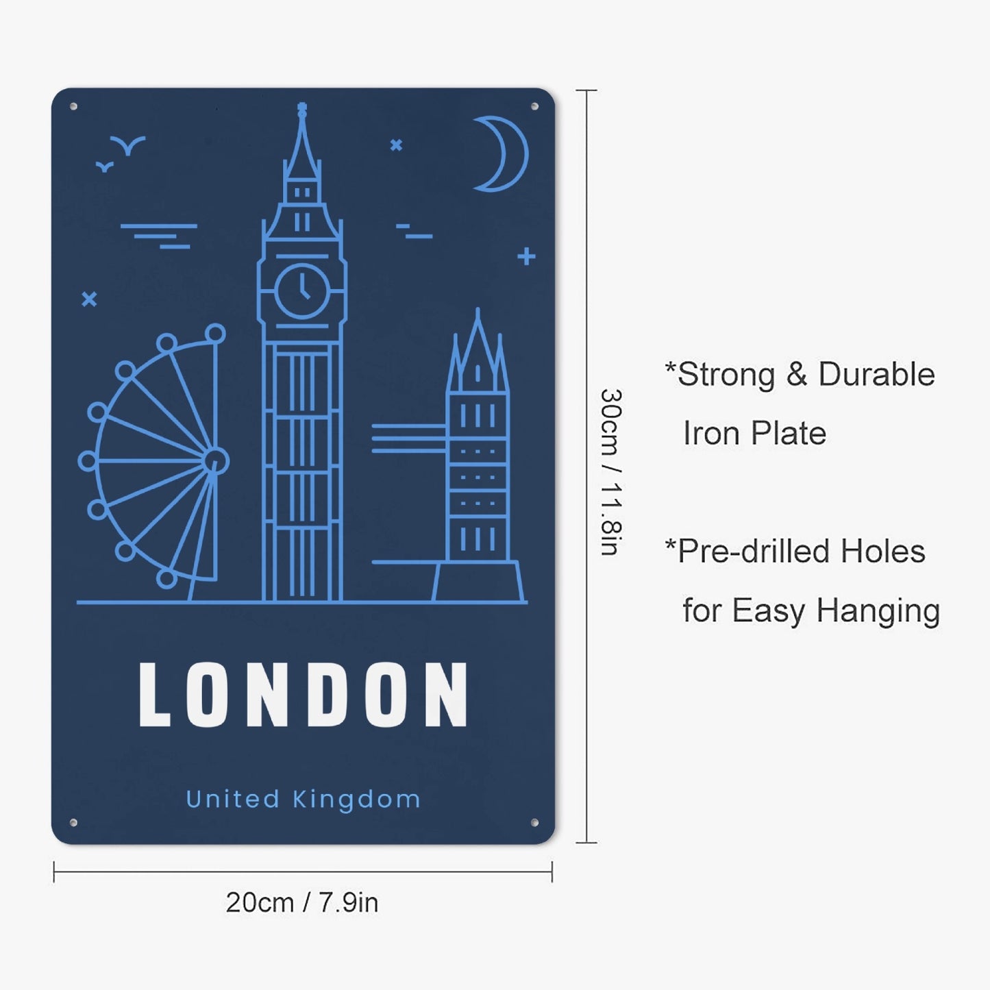 EN - London Blue Metal Sign