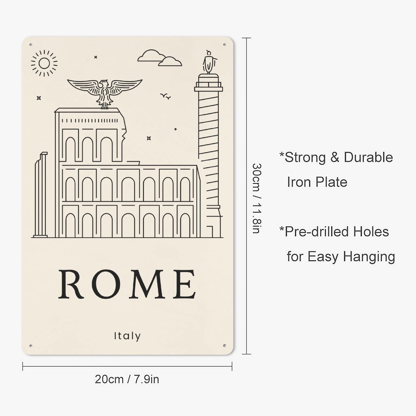 IT - Minimalistic Rome Metal Sign