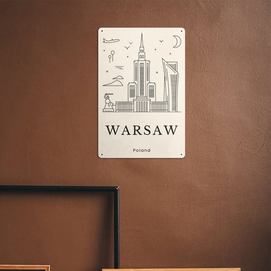 PL - Minimalistic Warsaw Metal Sign